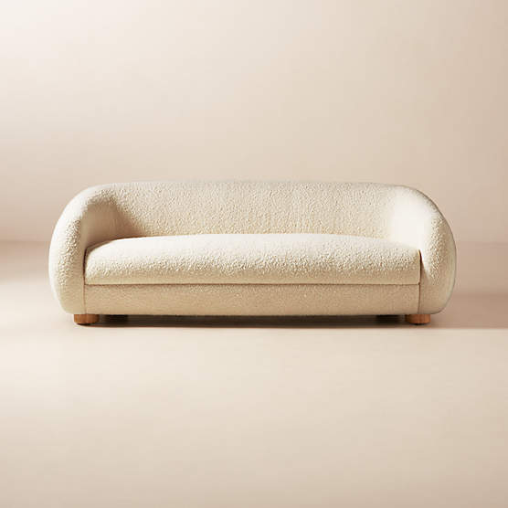 Laszlo 80" Ivory Boucle Apartment Sofa by Ross Cassidy