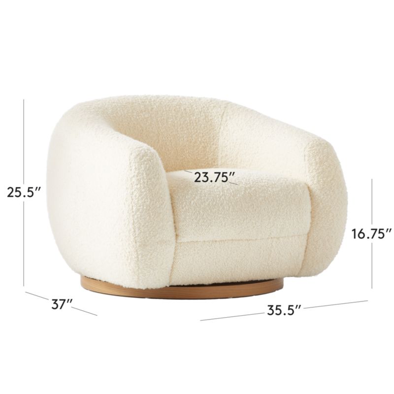 View Laszlo Warm White Boucle Swivel Chair - image 3 of 17