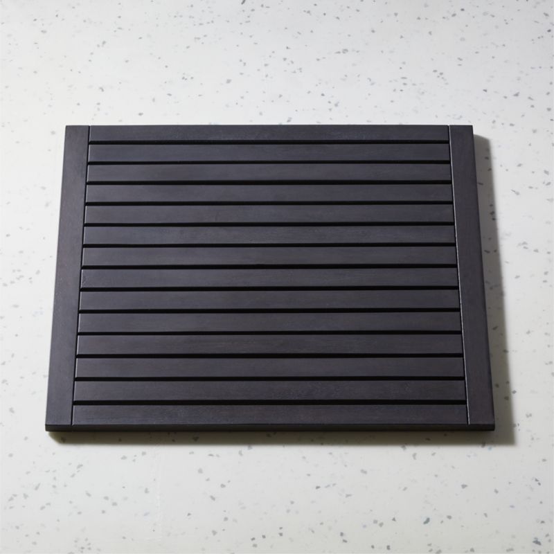 Lateral Black Teak Bath Mat 21.75"x23" - image 1 of 3