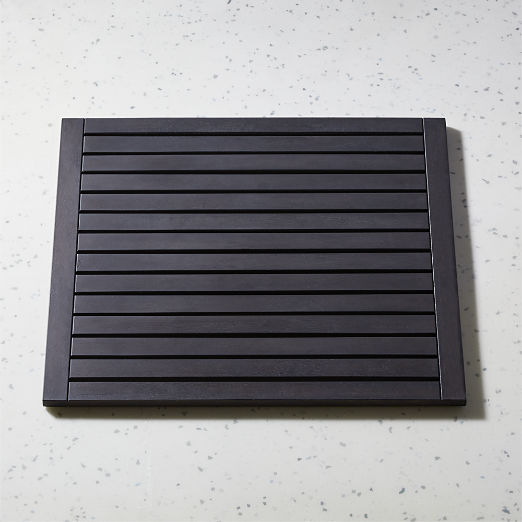 Lateral Black Teak Bath Mat 21.75"x23"