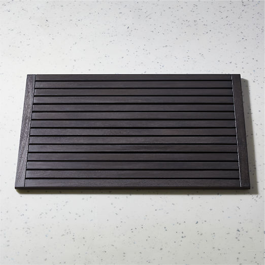 Lateral Black Teak Bath Mat 21.75"x32"