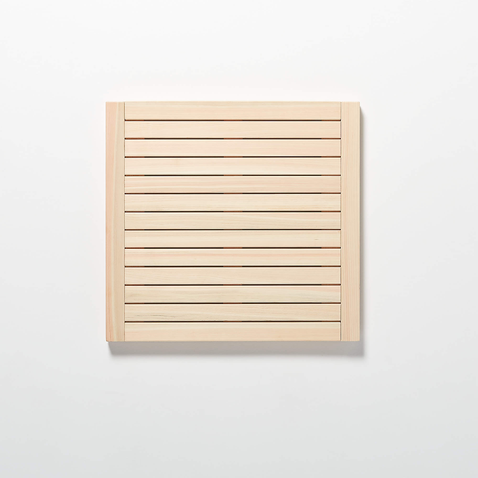 Lateral Hinoki Wood Bath Mat 21.75"X23" + Reviews CB2