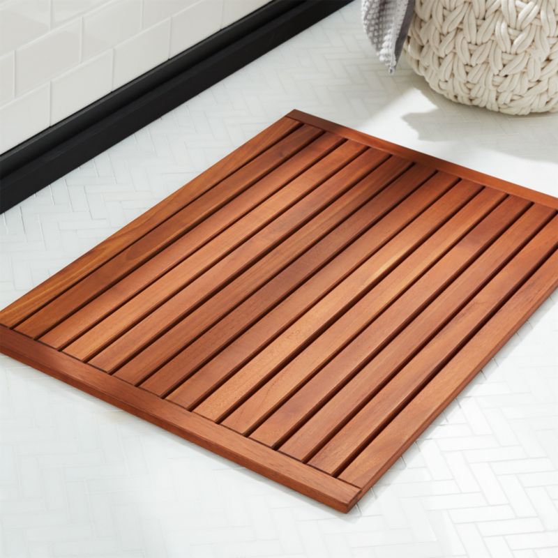 Lateral Teak Natural Bath Mat 21 75 X23 Reviews Cb2