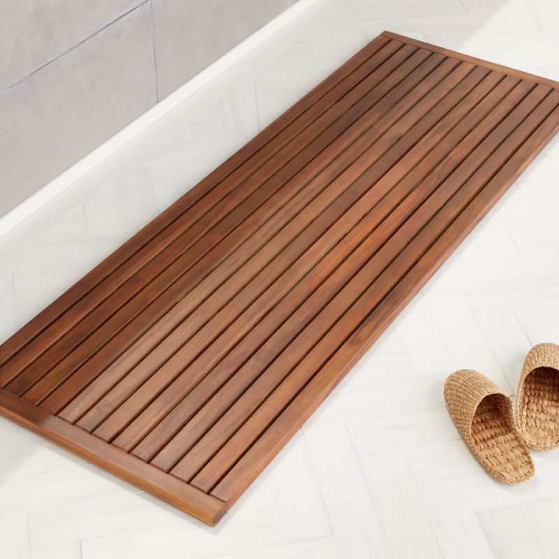 teak shower mat