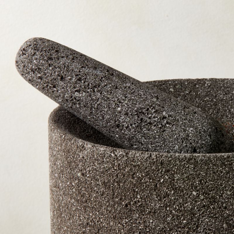 Dark Grey Lava Stone Mortar and Pestle