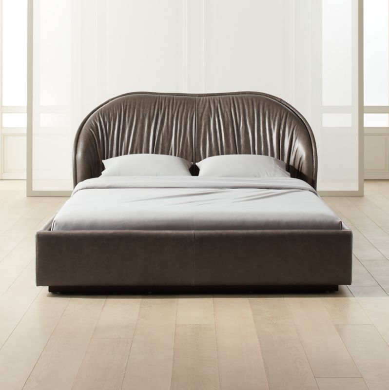Laval Leather Bed Cb2, Silver Leather Bed