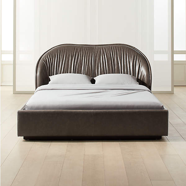 Laval Leather Bed Cb2, Leather Bed Frame Queen