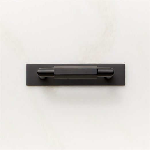 Lavau Black Cabinet Handle with Backplate 3"