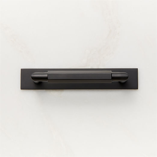 Lavau Black Cabinet Handle with Backplate 4"