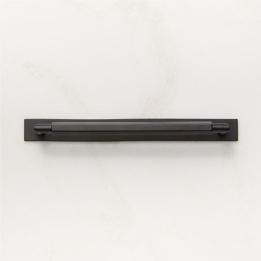 Lavau Black Cabinet Handle with Backplate 8"