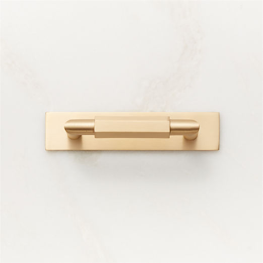 Lavau Brushed Brass Cabinet Handle with Backplate 3"