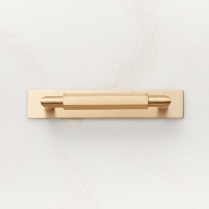 Viewing product image Lavau Brushed Brass Cabinet Handle with Backplate 4" - image 1 of 4