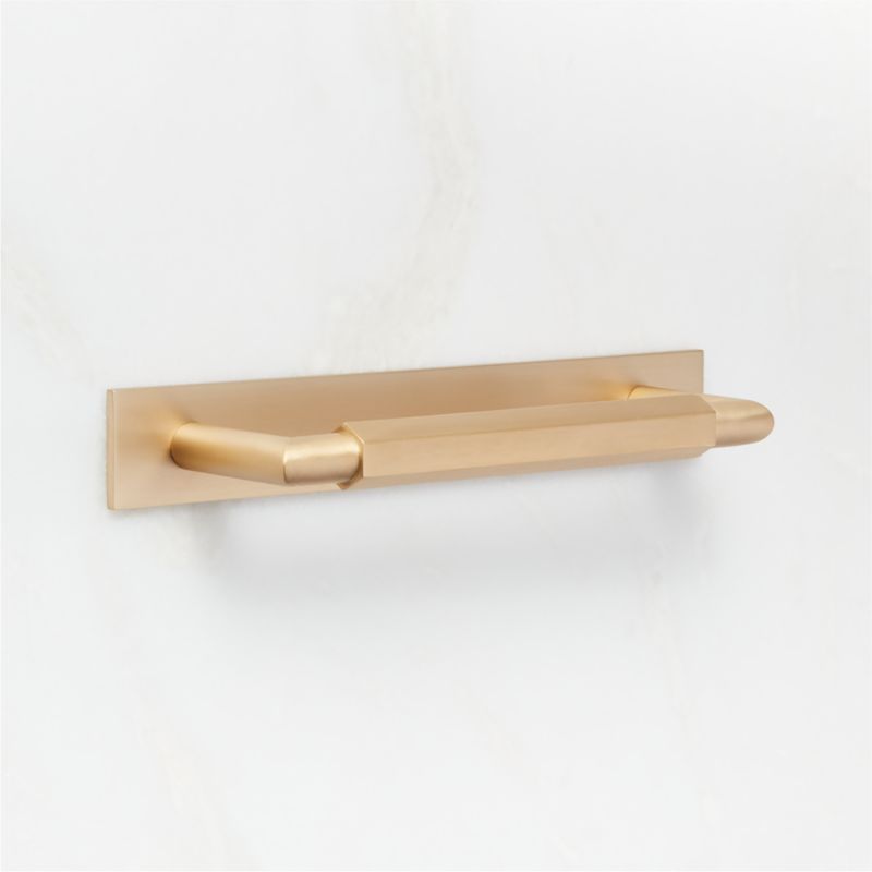 Lavau Brushed Brass Cabinet Handle with Backplate 5" - image 3 of 5