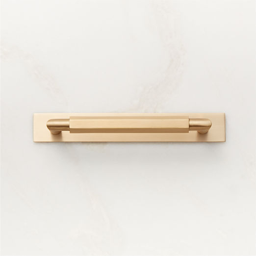 Lavau Brushed Brass Cabinet Handle with Backplate 5"