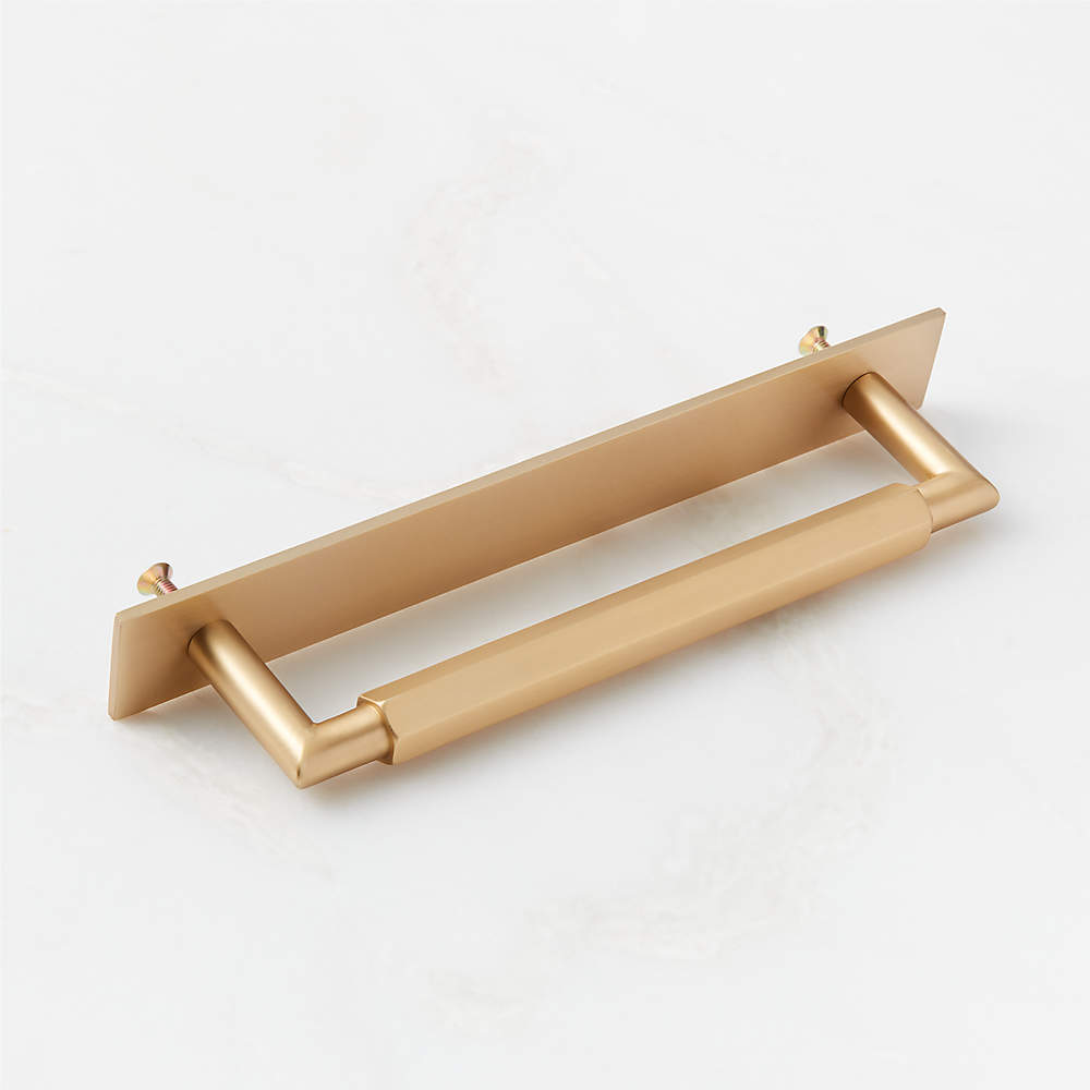 Lavau Brushed Brass Cabinet Handle with Backplate 6