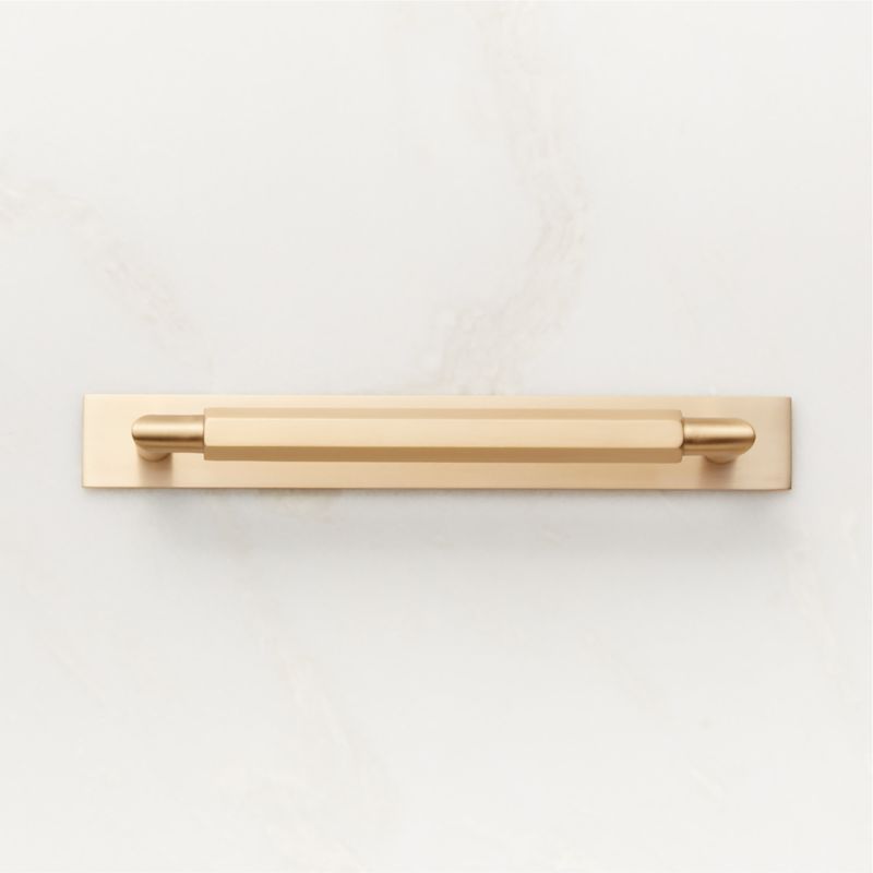 Viewing product image Lavau Brushed Brass Cabinet Handle with Backplate 6" - image 1 of 4