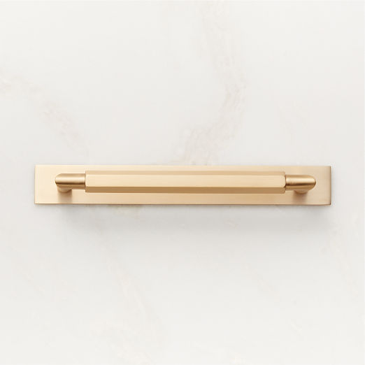 Lavau Brushed Brass Cabinet Handle with Backplate 6"