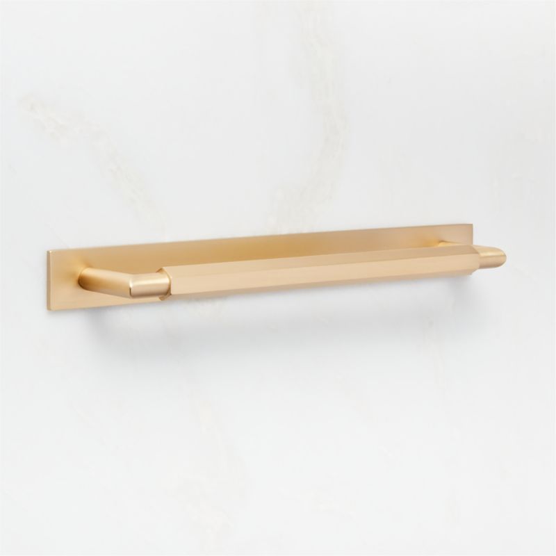 Lavau Brushed Brass Cabinet Handle with Backplate 8" - image 3 of 5