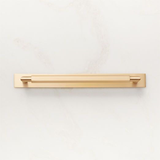 Lavau Brushed Brass Cabinet Handle with Backplate 8"