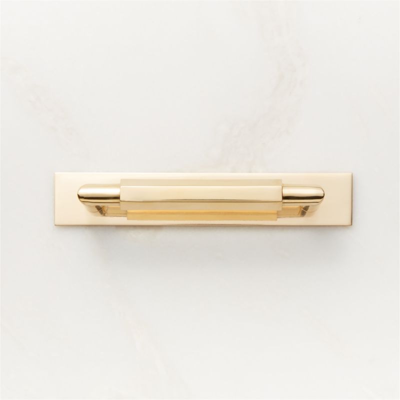 Lavau Unlacquered Brass Cabinet Handle with Backplate 4