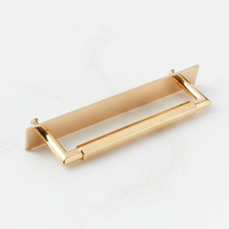 Lavau Unlacquered Brass Cabinet Handle with Backplate 4