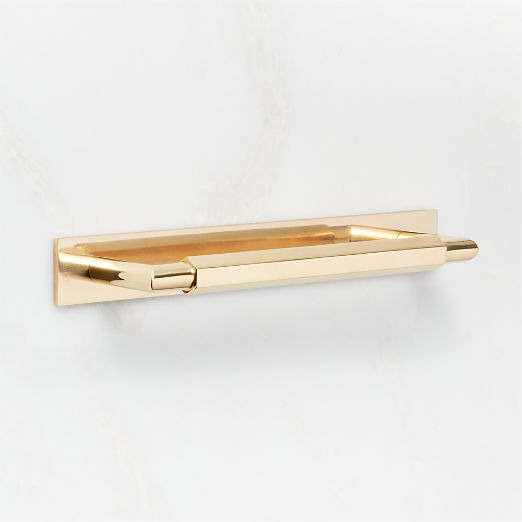 Lavau Unlacquered Brass Cabinet Handle with Backplate 6"