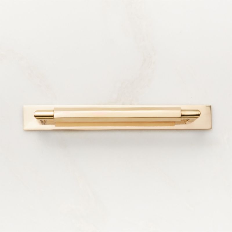 Viewing product image Lavau Unlacquered Brass Cabinet Handle with Backplate 6" - image 1 of 4