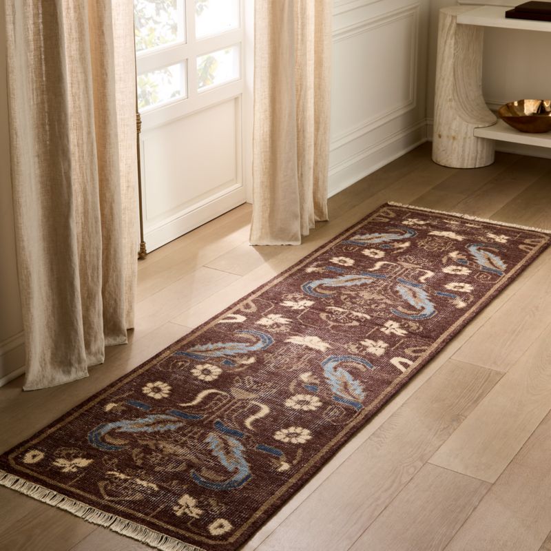 Lavidia Hand-Knotted Sienna Brown New Zealand Wool Runner Rug 2.5'x8' - image 2 of 4
