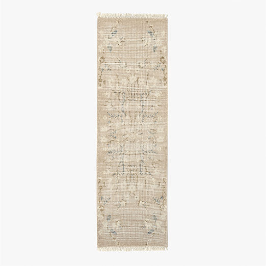 Lavish Hand-Knotted Light Taupe Floral Wool Runner Rug 2.5'x8'