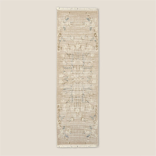 Lavish Hand-Knotted Light Taupe Floral Wool Runner Rug 2.5'x8'