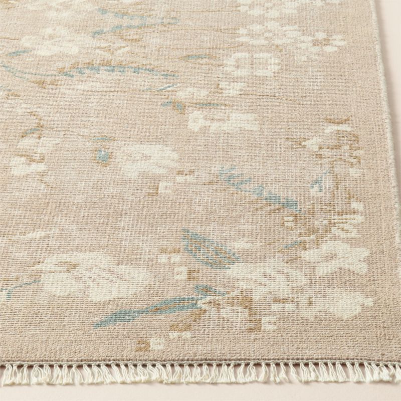 Lavish Hand-Knotted Light Taupe Floral Wool Area Rug 5'x8' - image 3 of 5