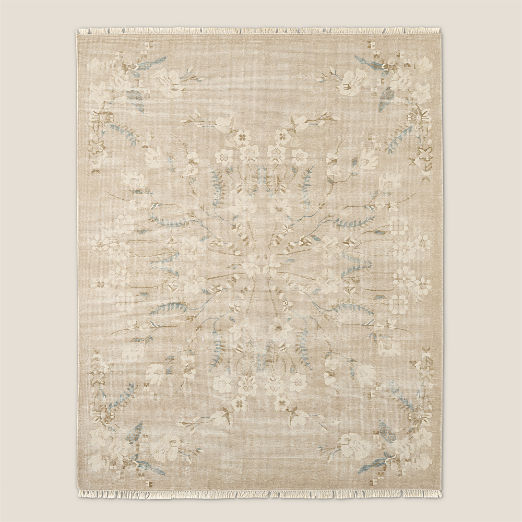 Lavish Hand-Knotted Light Taupe Floral Wool Area Rug 8'x'10'