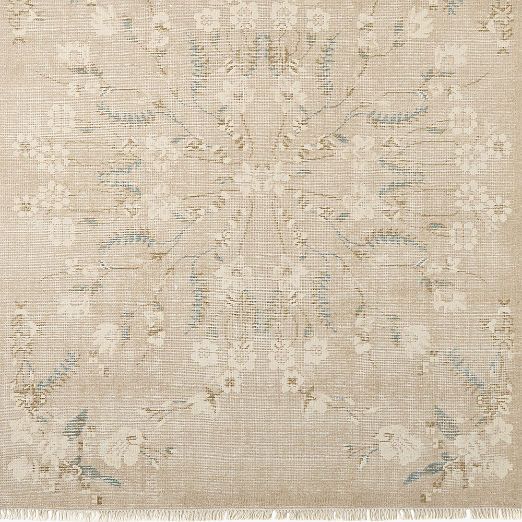 Lavish Hand-Knotted Light Taupe Floral Wool Rug Swatch 12"x12"
