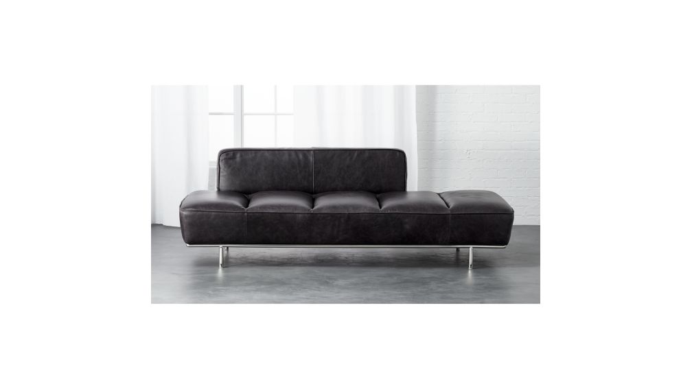 Lawndale Black Leather Daybed With Chrome Base Cb2