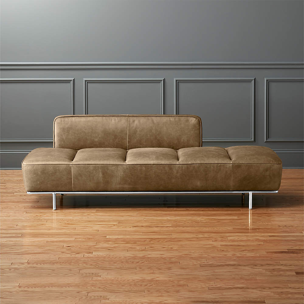 Lawndale Saddle Leather Daybed With, Modern Leather Daybed