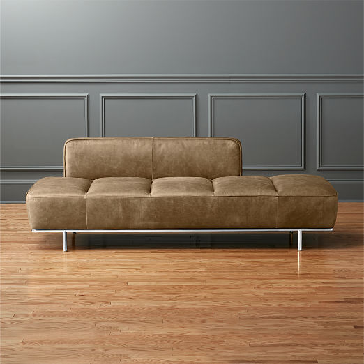Unique Daybeds And Sleeper Sofas Cb2 Lawndale Saddle Leather Daybed With Chrome Base