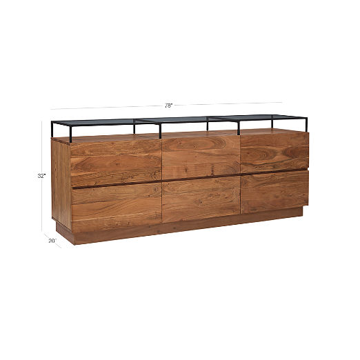 Lawson 6-Drawer Wood Dresser with Glass Top