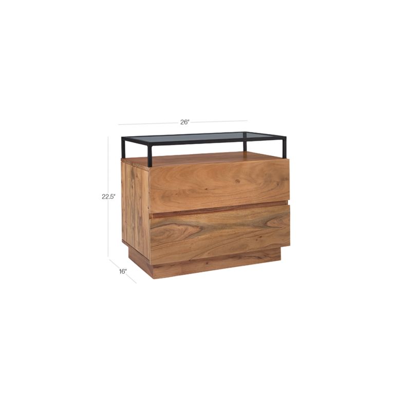 View Lawson 2-Drawer Wood Nightstand with Glass Top - image 3 of 9