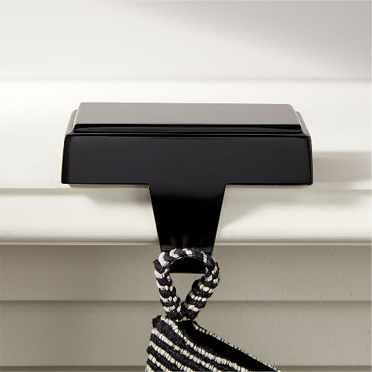Layer Rectangular Black Stainless Steel Christmas Stocking Holder