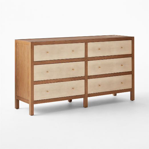 Layton 6-Drawer White Oak and Shagreen Dresser