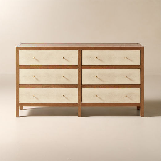 Layton 6-Drawer White Oak and Shagreen Dresser