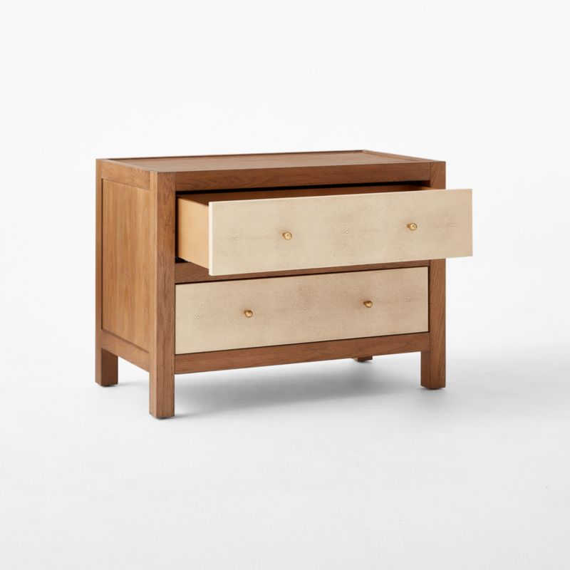 Layton 2-Drawer Shagreen and White Oak Wood Nightstand - image 5 of 9