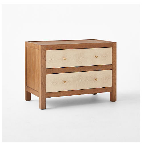 Layton 2-Drawer Shagreen and White Oak Wood Nightstand