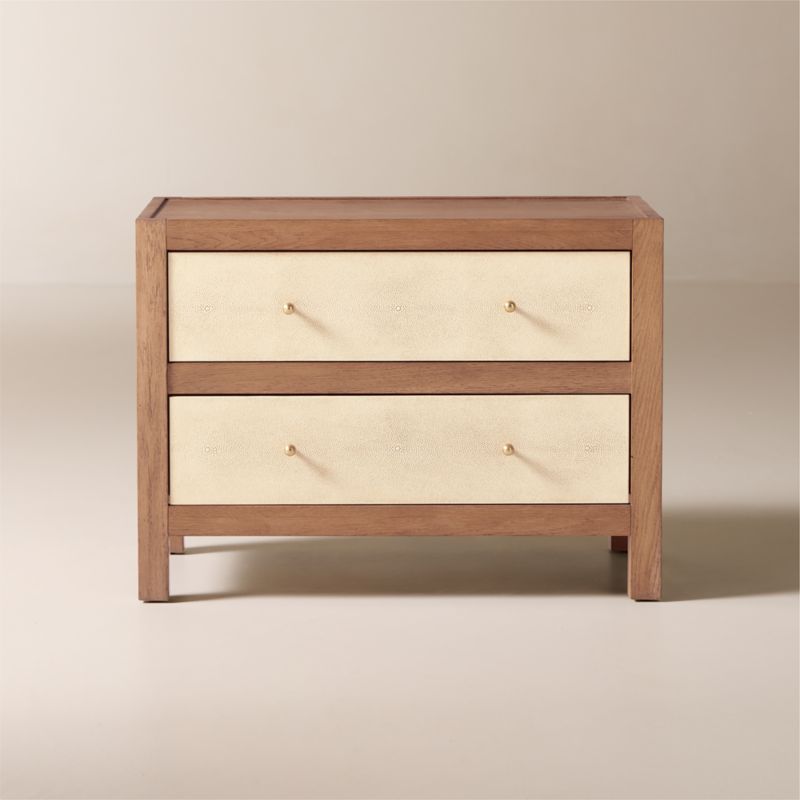 Layton 2-Drawer Shagreen and White Oak Wood Nightstand - image 0 of 9