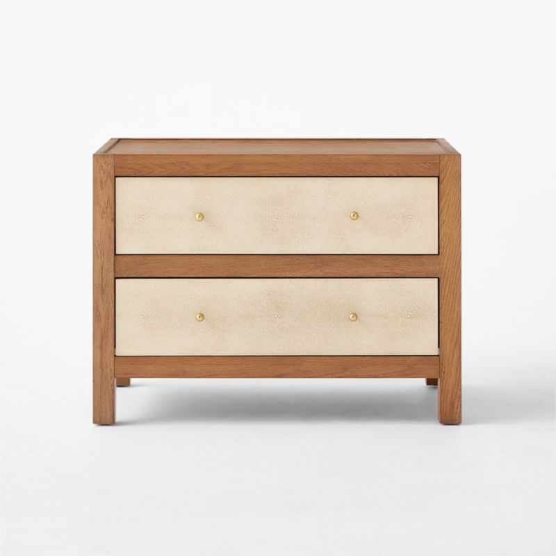 Layton 2-Drawer Shagreen and White Oak Wood Nightstand - image 3 of 9