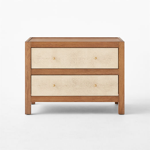 Layton 2-Drawer Shagreen and White Oak Wood Nightstand