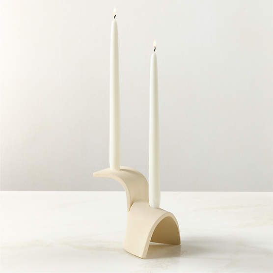 Laze Cream Ceramic Candelabra
