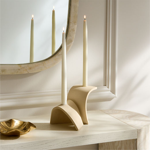 Laze Cream Ceramic Taper Candle Holder