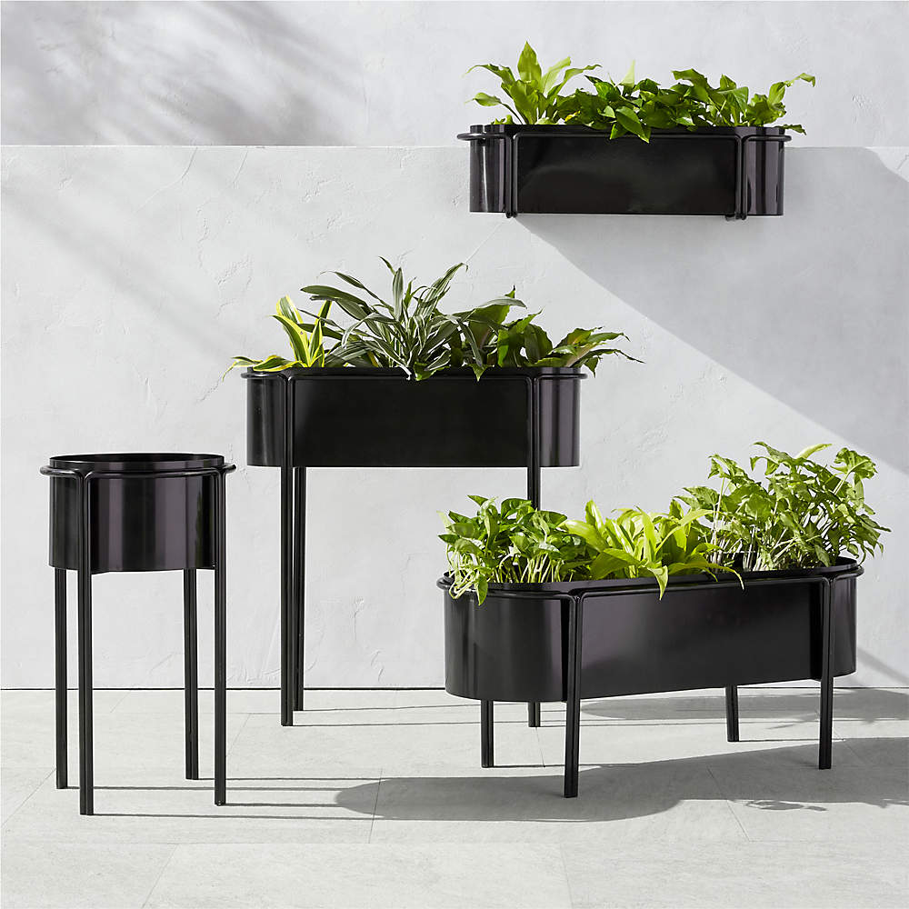 Lazo Modern Black Metal Outdoor Planter Stand Large + Reviews
