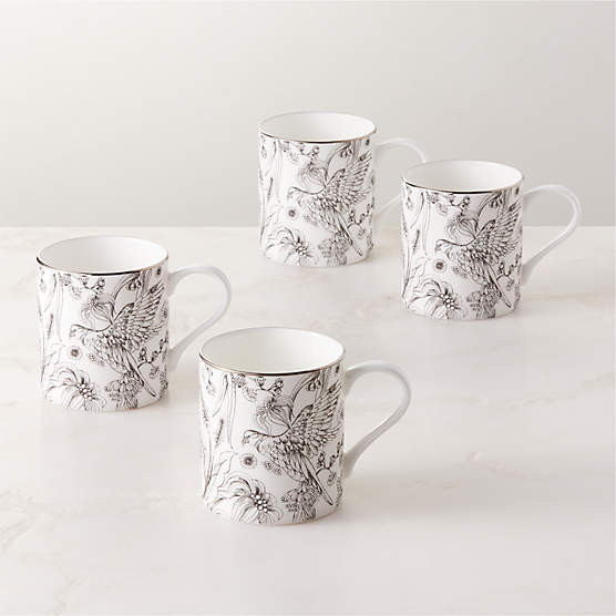 Le Paradis White and Silver Mugs Set of 4